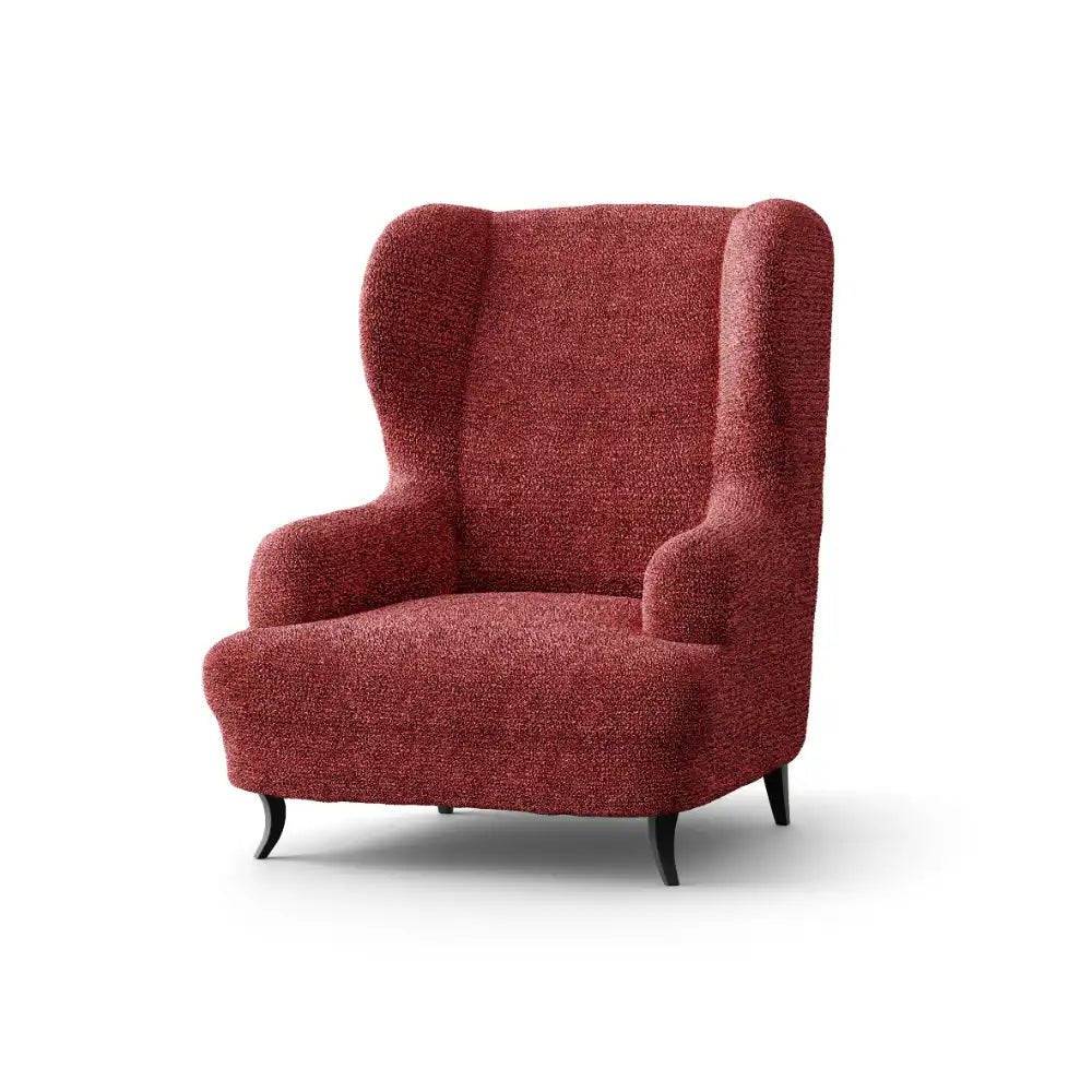 Housse de fauteuil à oreilles Rouge - Microfibre - Mediterraneo