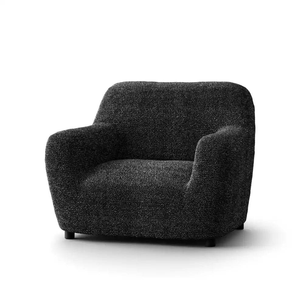 Housse de fauteuil Noir - Microfibre - Mediterraneo