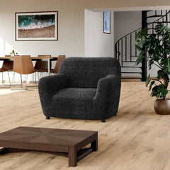 Housse de fauteuil Noir - Microfibre - Mediterraneo